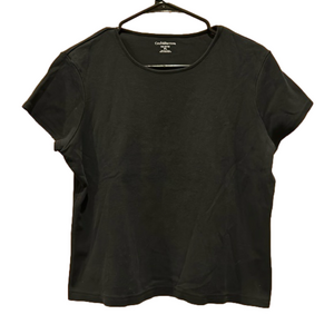 Croft & Barrow Black Prima Cotton Short Sleeve Scoop Neck T-Shirt Size Petite L